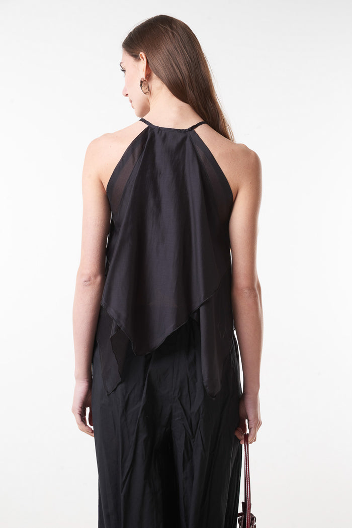 Flowy layered halter neck sleeveless blouse wholesale