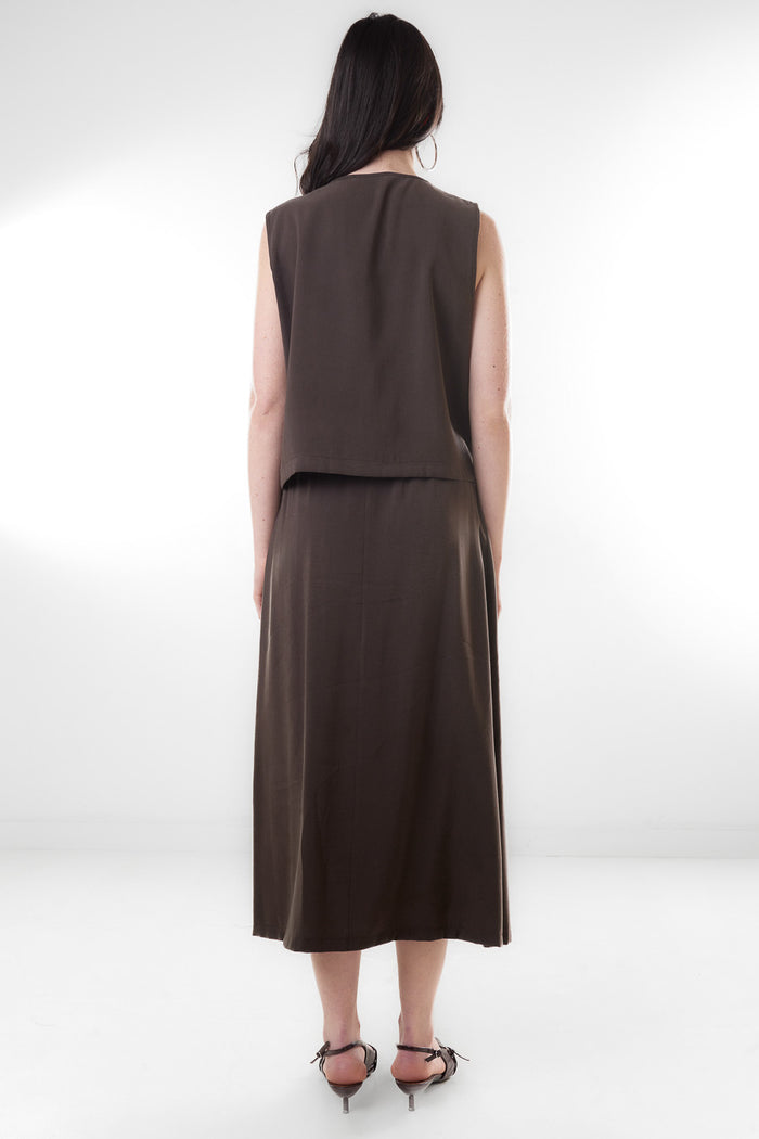 Flowy pleated high waist midi skirt wholesale