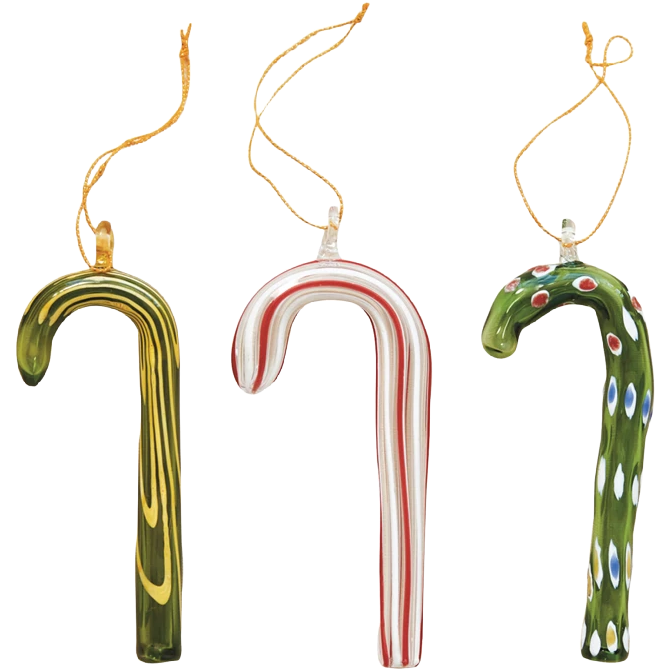 Glass Candy Cane Ornament