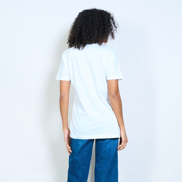 Graphic "Coffee Chat?" girl illustration short sleeve t-shirt wholesale