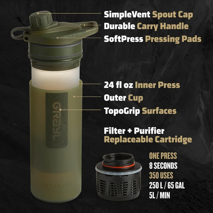 Grayl 24oz GeoPress® Purifier - Covert Olive Drab