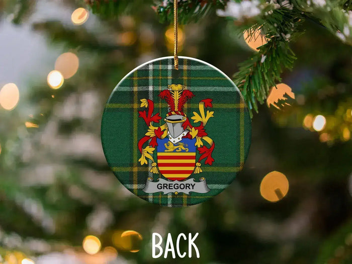 Detailed Gregory Family Crest Christmas Ornament