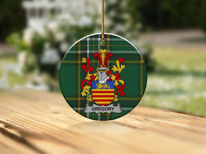 Personalized Family Crest Green Plaid Christmas
