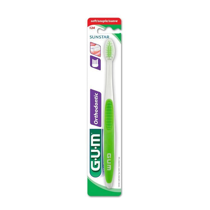 GUM Ortho Blue & White Soft Toothbrush with Cover, 1 Piece