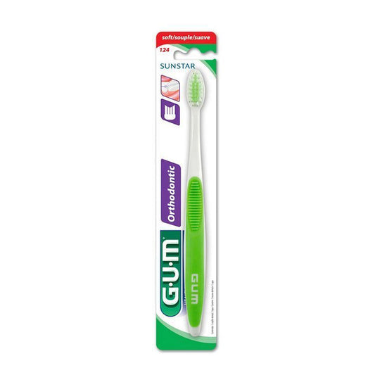 GUM Ortho Blue & White Soft Toothbrush with Cover, 1 Piece