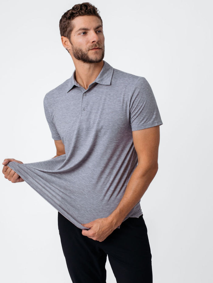 unparalleled comfort and breathability # Men's Grey Performance Polo | Fresh Clean Threads