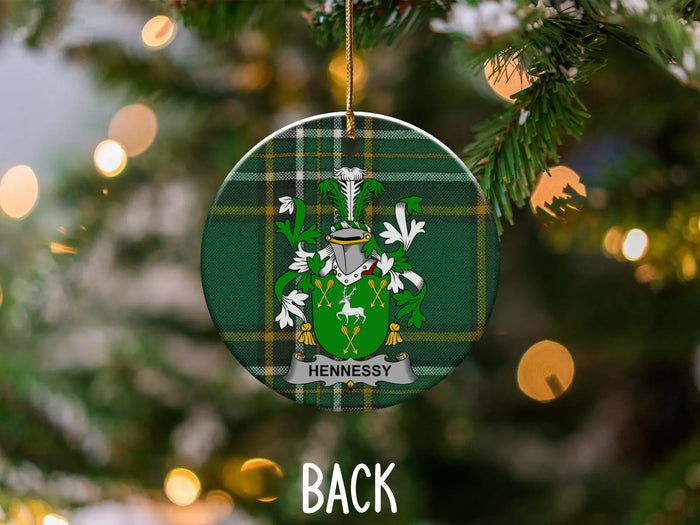 Hennessy family crest holiday tree ornament