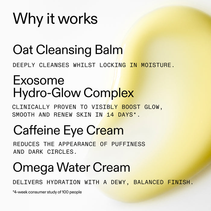 Oat cleansing balm with product description text on a white background