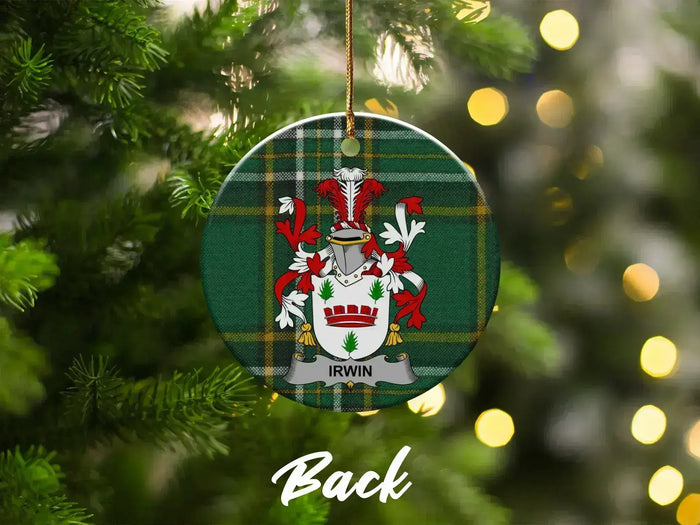 Personalized Family Crest Plaid Christmas Ornament