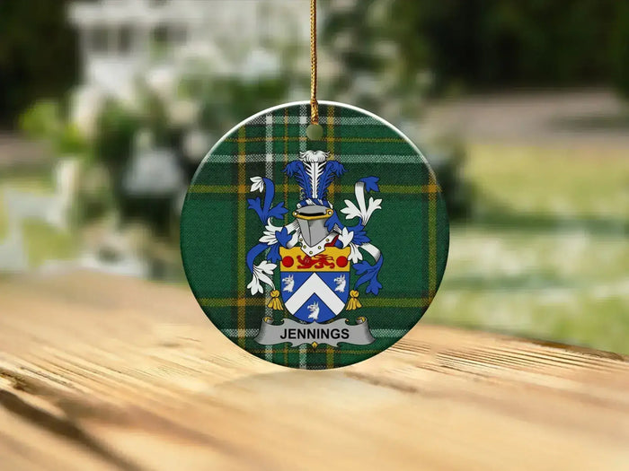 Jennings Family Crest Tartan Pattern Ornamental