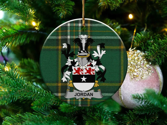 Personalized Jordan Family Crest Plaid Ornament