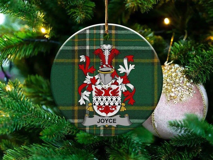 Joyce Irish family crest ceramic Christmas ornament