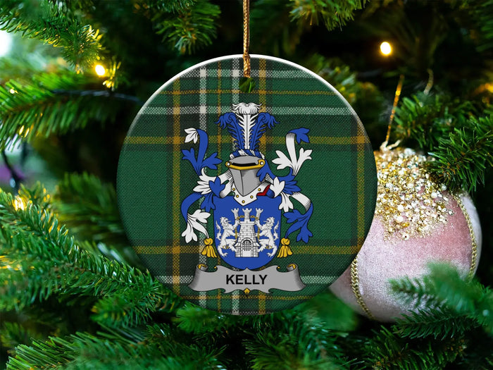 Kelly Family Crest Christmas Tree Ornament