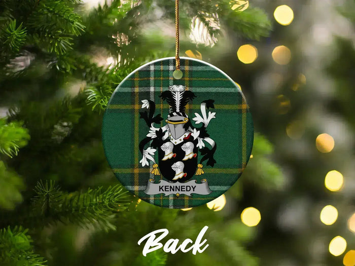 Custom Family Crest Plaid Christmas Tree Ornament