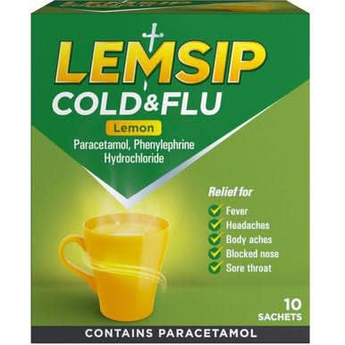 Lemsip Cold & Flu Lemon Sachets 10 Sachets