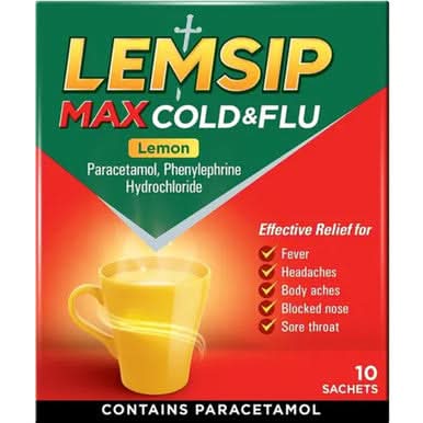 Lemsip Max Cold & Flu Lemon 10 Sachets