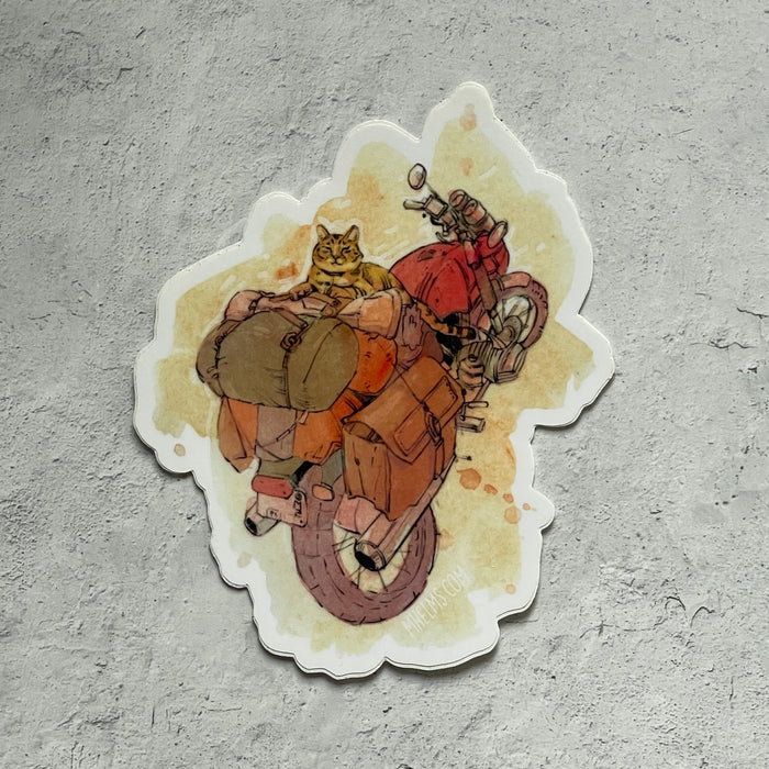 Leonard The Cat Orange Cat On Bike Sticker