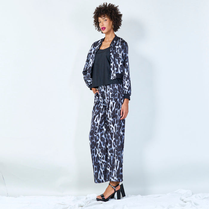 Leopard print wide-leg pants wholesale