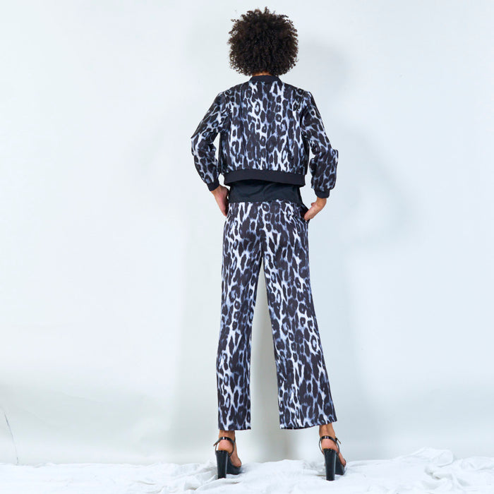 Leopard print wide-leg pants wholesale