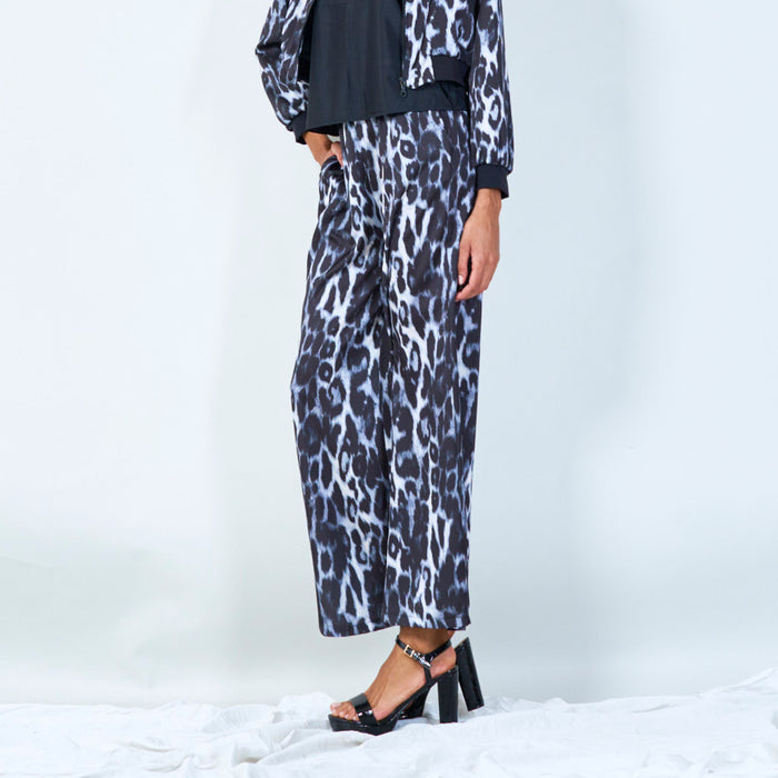 Leopard print wide-leg pants wholesale