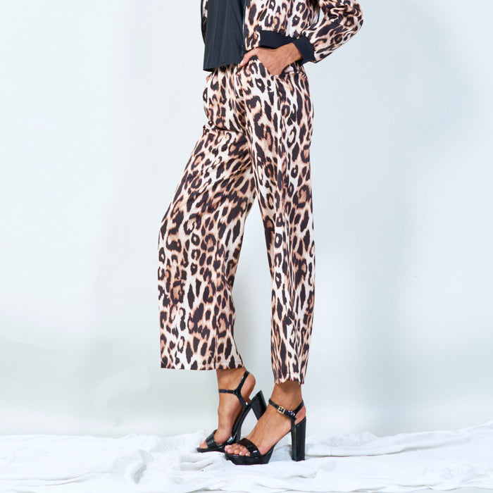 Leopard print wide-leg pants wholesale