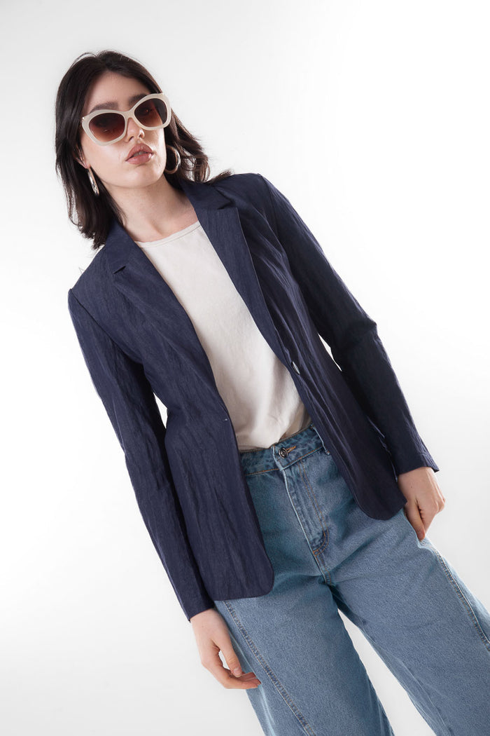 Lightweight textured single button relaxed blazer wholesale