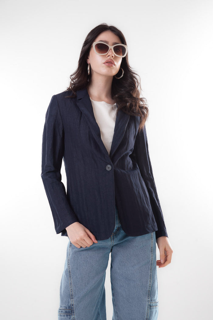 Lightweight textured single button relaxed blazer wholesale