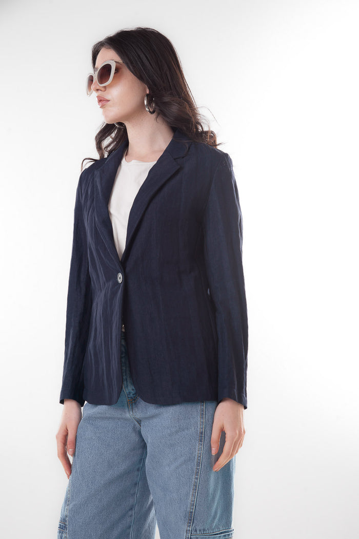 Lightweight textured single button relaxed blazer wholesale