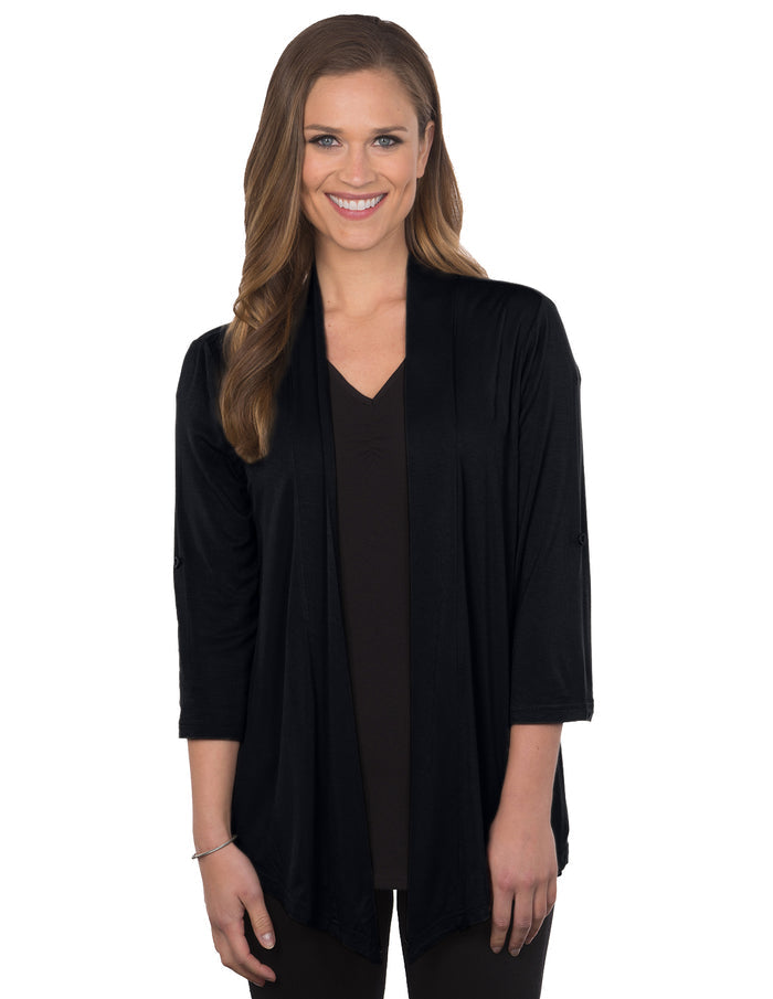 LILAC BLOOM - BLACK 3/4 SLEEVE CARDIGAN  *