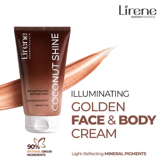 Lirene PERFECT TAN Golden Body & Face Cream Coconut Shine 150ml – Radiant Tan & Deep Hydration
