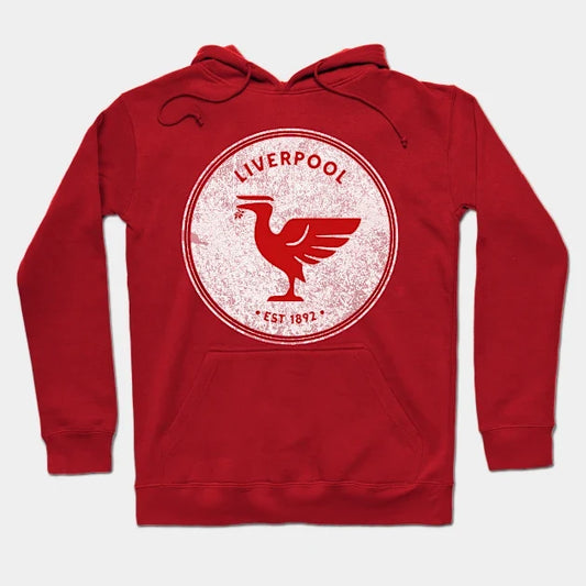 Liverpool Liverbird Big Vintage Retro Red Hoodie
