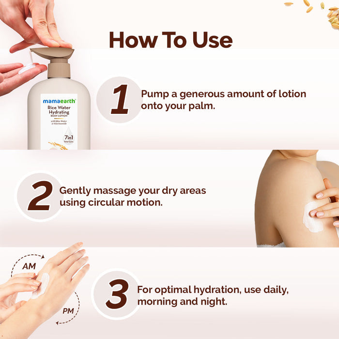Mamaearth Rice Water Hydrating Body Lotion with Rice Water & Niacinamide for Dewy Glass Skin - 600 ml