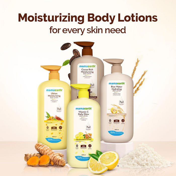 Mamaearth Rice Water Hydrating Body Lotion with Rice Water & Niacinamide for Dewy Glass Skin - 600 ml