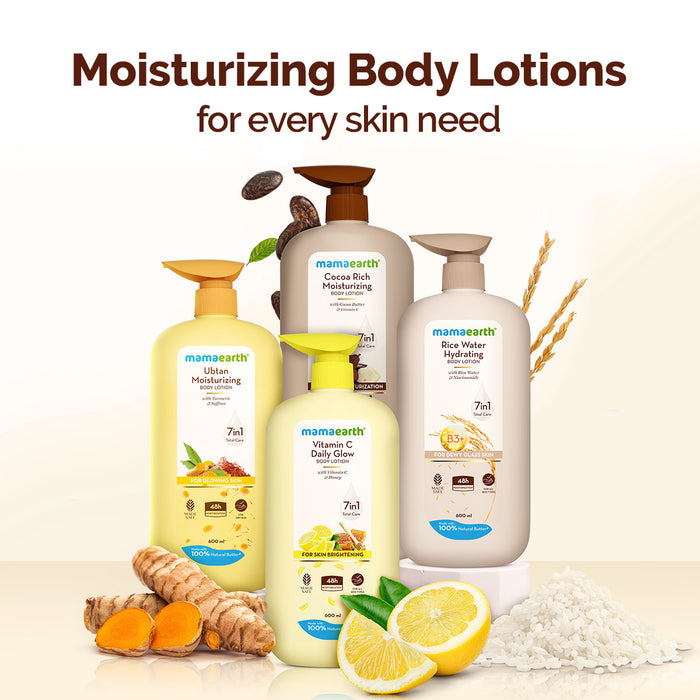 Mamaearth Ubtan Moisturizing Body Lotion with Turmeric & Saffron for Glowing Skin - 600 ml