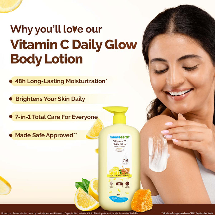 Mamaearth Vitamin C Daily Glow Body Lotion with Vitamin C & Honey for Skin Brightening - 600 ml