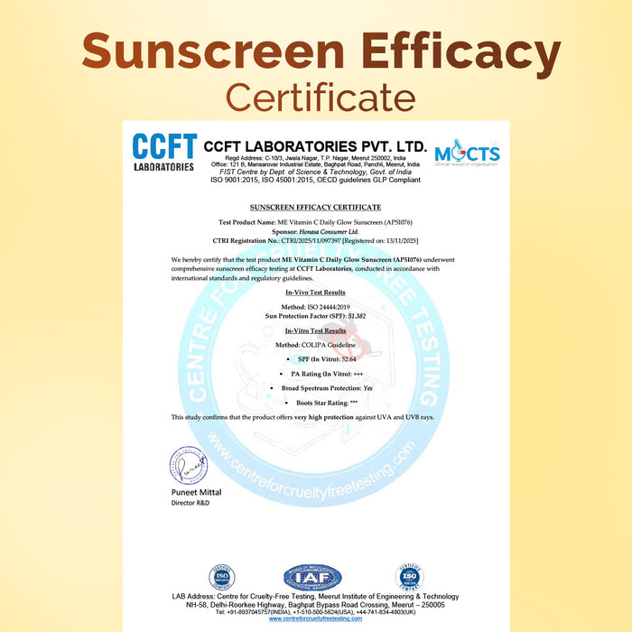 Mamaearth Vitamin C Daily Glow Sunscreen SPF 50 PA++++ – In-Vivo Tested (ISO 24444:2019 Certified, CTRI/2025/05/087276) - 80 g (Pack of 2)