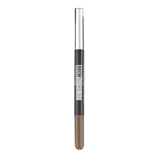 Maybelline Brow Natural Duo 0.65g Brown, 2-in-1 brow pencil and powder; waterproof, smudge-resistant natural finish
