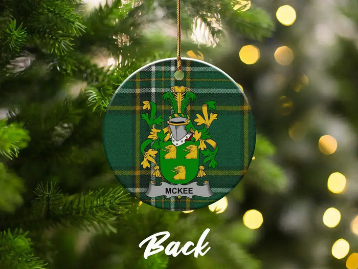 Custom McKee Family Crest Christmas Ornament