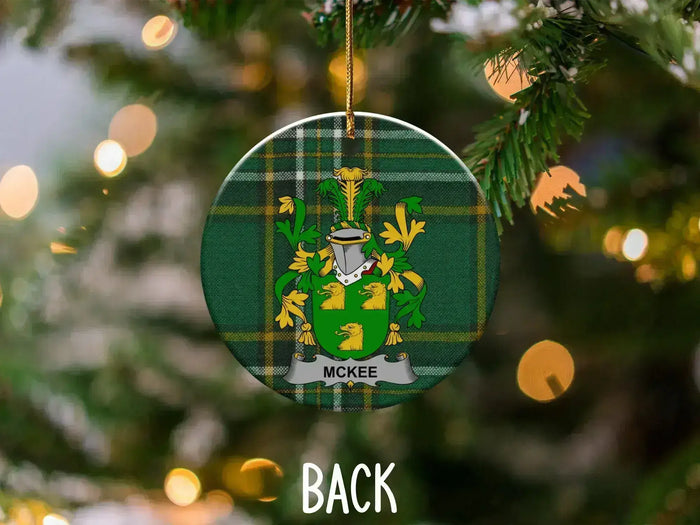 McKee Family Crest Green Plaid Holiday Ornament