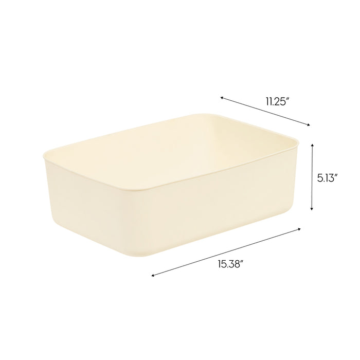 Medium Plastic Storage Organizer Basket, Off-White - IRIS USA, Inc.