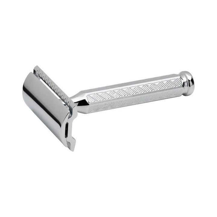 Merkur 42C 1904 Classic bright chrome closed comb safety razor with short hex handle