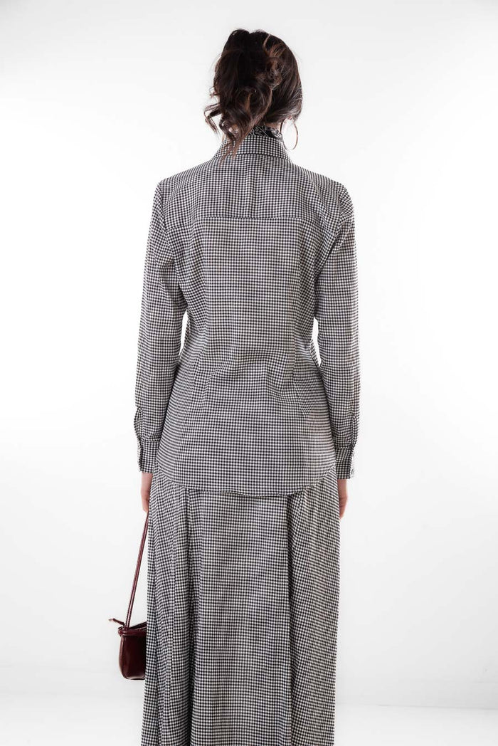 Micro gingham classic button down shirt blouse wholesale
