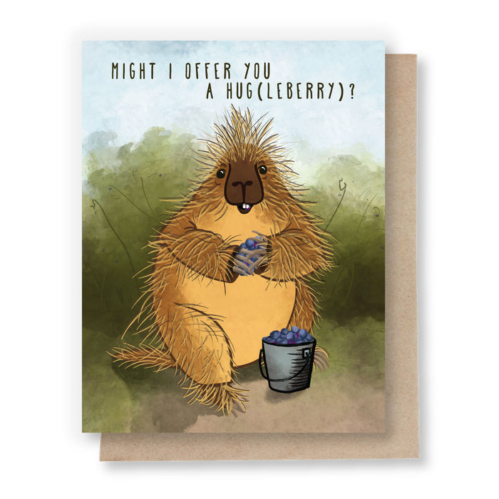 Might I Offer You a Hug(leberry)? Porcupine Card by Sweet Pea Cole