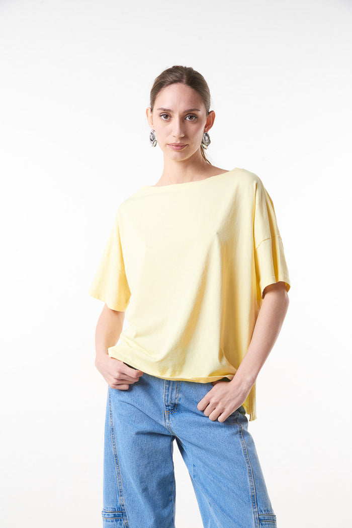 Minimal oversized drop shoulder round neck short sleeve t-shirt wholesale