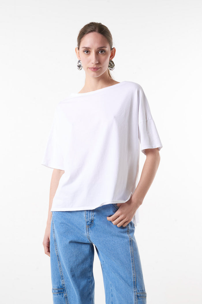 Minimal oversized drop shoulder round neck short sleeve t-shirt wholesale