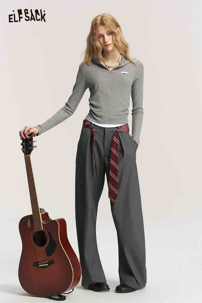 Mock Two Piece Hooded Ruched Tee