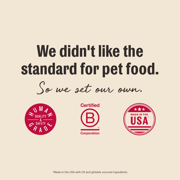 Unsatisfied with typical pet food standards, The Honest Kitchen set their own. Their Mousse Wet Cat Food with Goats Milk is human grade, certified B Corporation, made in the USA—because your cat deserves the best digestive support.
