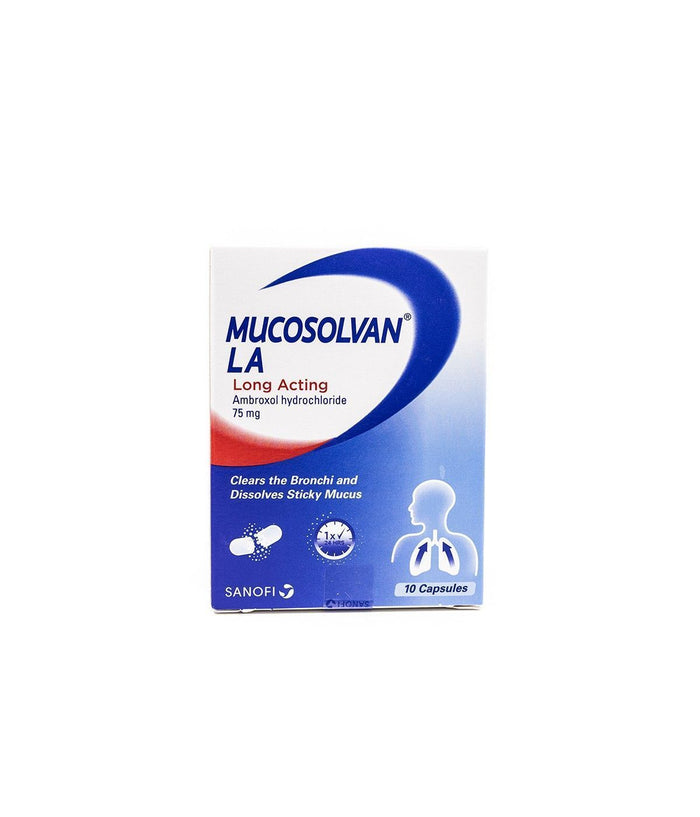 Mucosolvan LA 75mg Ambroxol Hydrochloride Expectorant, 10 Capsules - Makkah Pharmacy