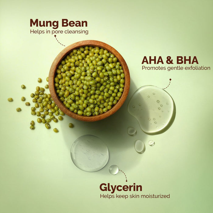 Mung Bean Pore Cleansing Face Wash with Mung Bean, AHA & BHA for Normal to Oily Skin - 100 ml (Pack of 2)