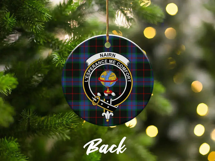 Clan Nairn L'Espérance crest ornament front face — 3" ceramic disc, pre-drilled hole